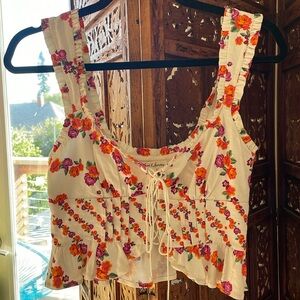 FOR LOVE AND LEMONS Linen Corset Top. Size Small